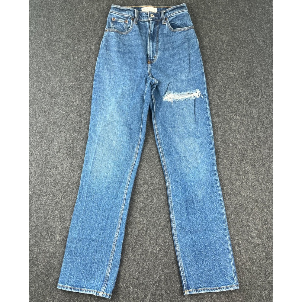 Abercrombie & Fitch Curve Love 90s Straight Ultra High Rise Jeans Blue 25/0R